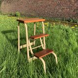 Vintage step stool in wood and steel