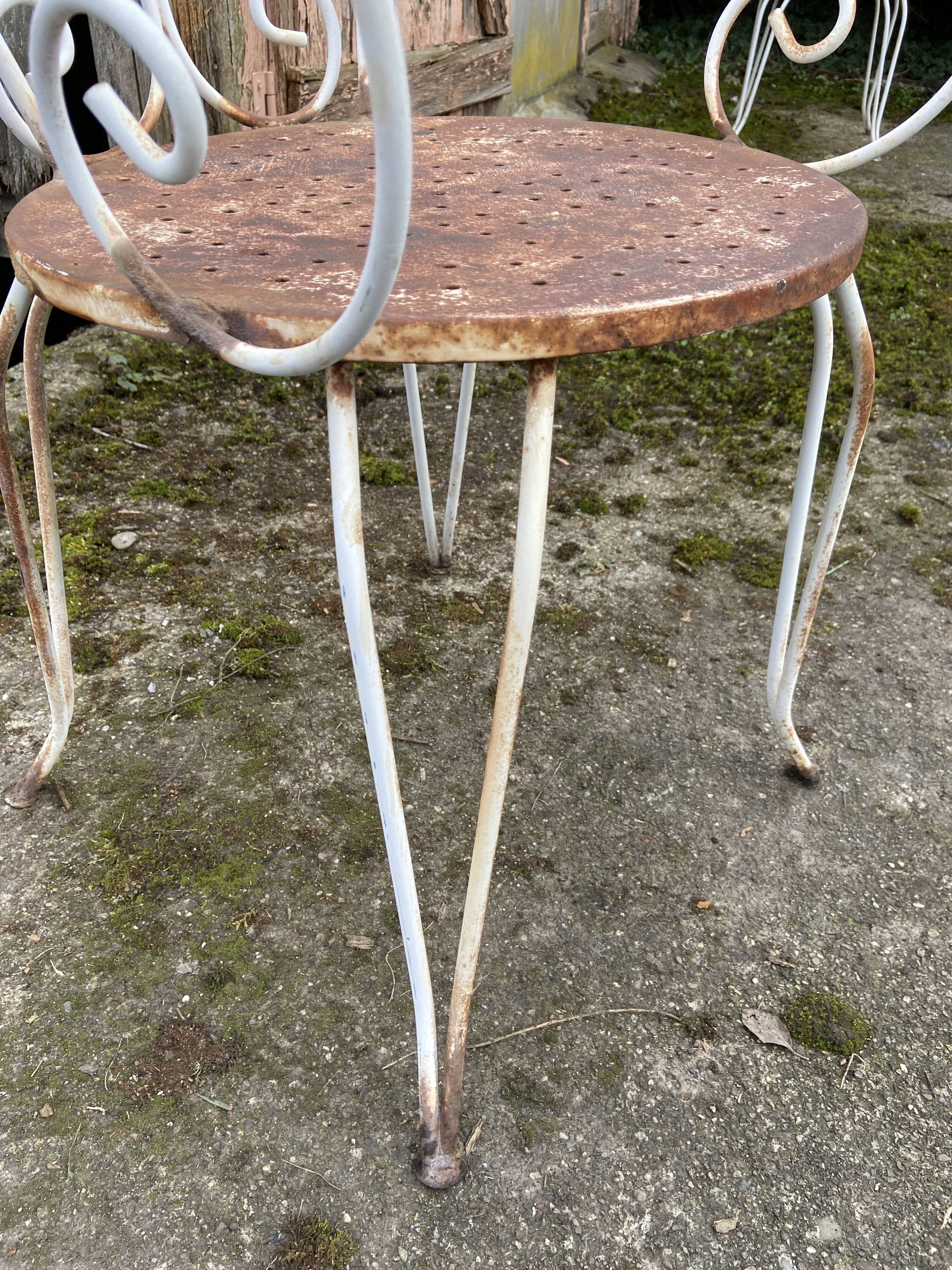 Pair of vintage wrought iron garden armchairs 60s