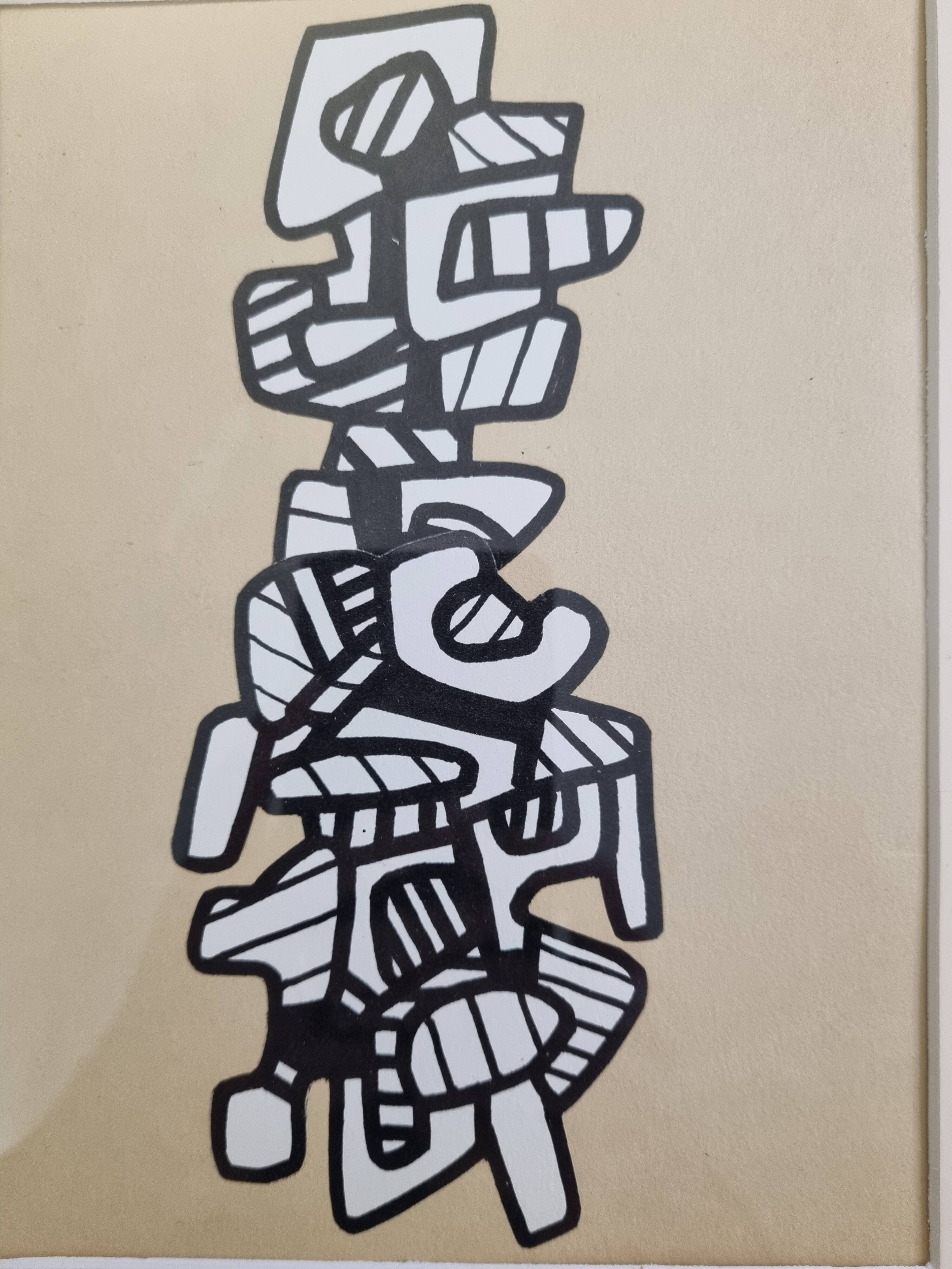 Screenprint after Jean Dubuffet framed under glass 26 cm by 33 cm