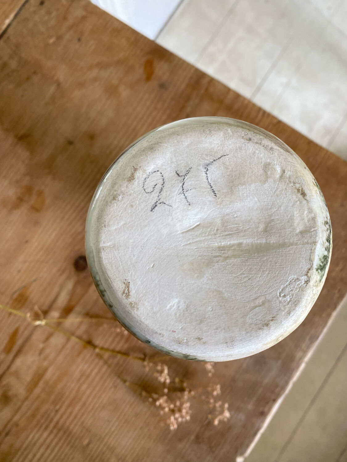 Handcrafted ceramic vase village scene Crete 70s