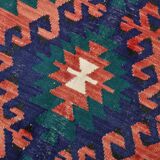 5x8 Blue & Red Geometric Style Vintage Kilim Rug, 158x238Cm