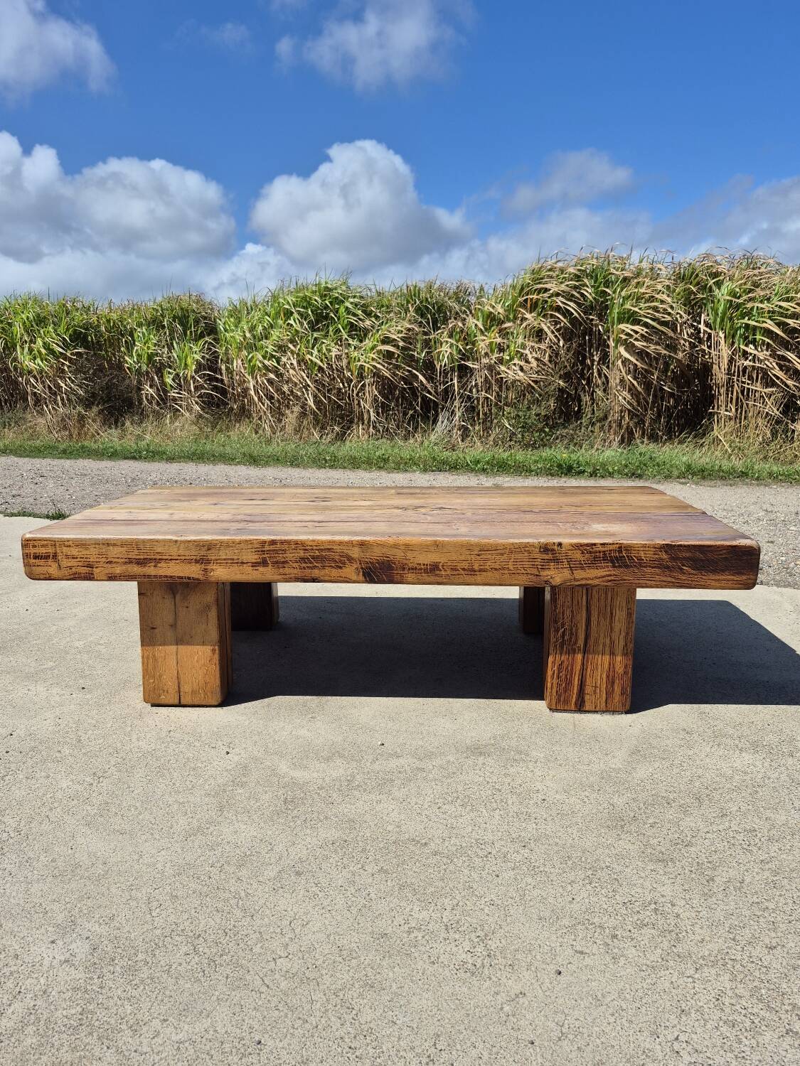 150 cm vintage solid oak rustic brutalist wabi sabi beam coffee table