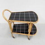 Bamboo serving trolley on castors