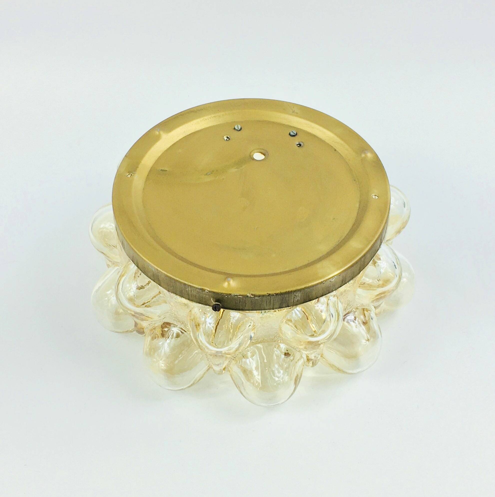 Large Amber Bubble Glass Ceiling Light By Helena Tynell For Limburg, 1960s