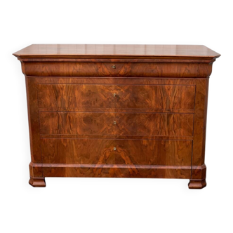 Louis-Philippe commode in walnut burl, France, mid-19th century.