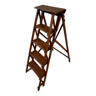 Old and very beautiful restored wooden stepladder 1920/40