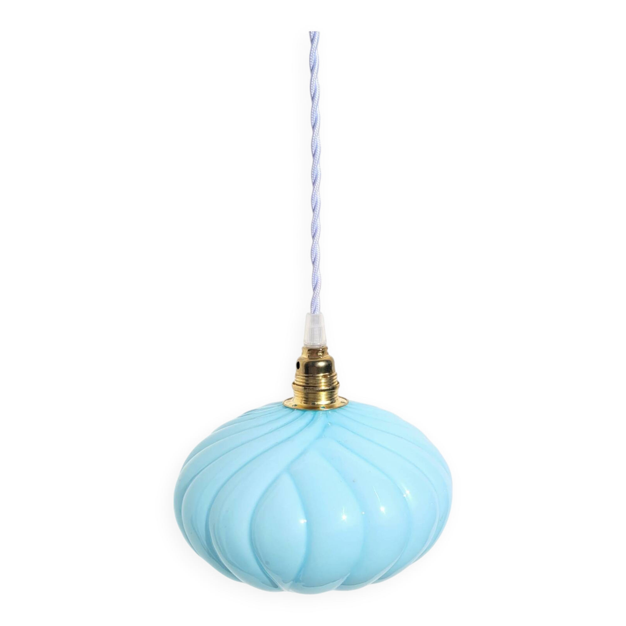 Vintage blue opaline portable lamp