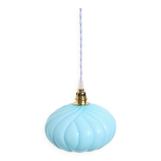 Lampe baladeuse vintage en opaline bleue