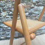 80s wooden and cane folding chair