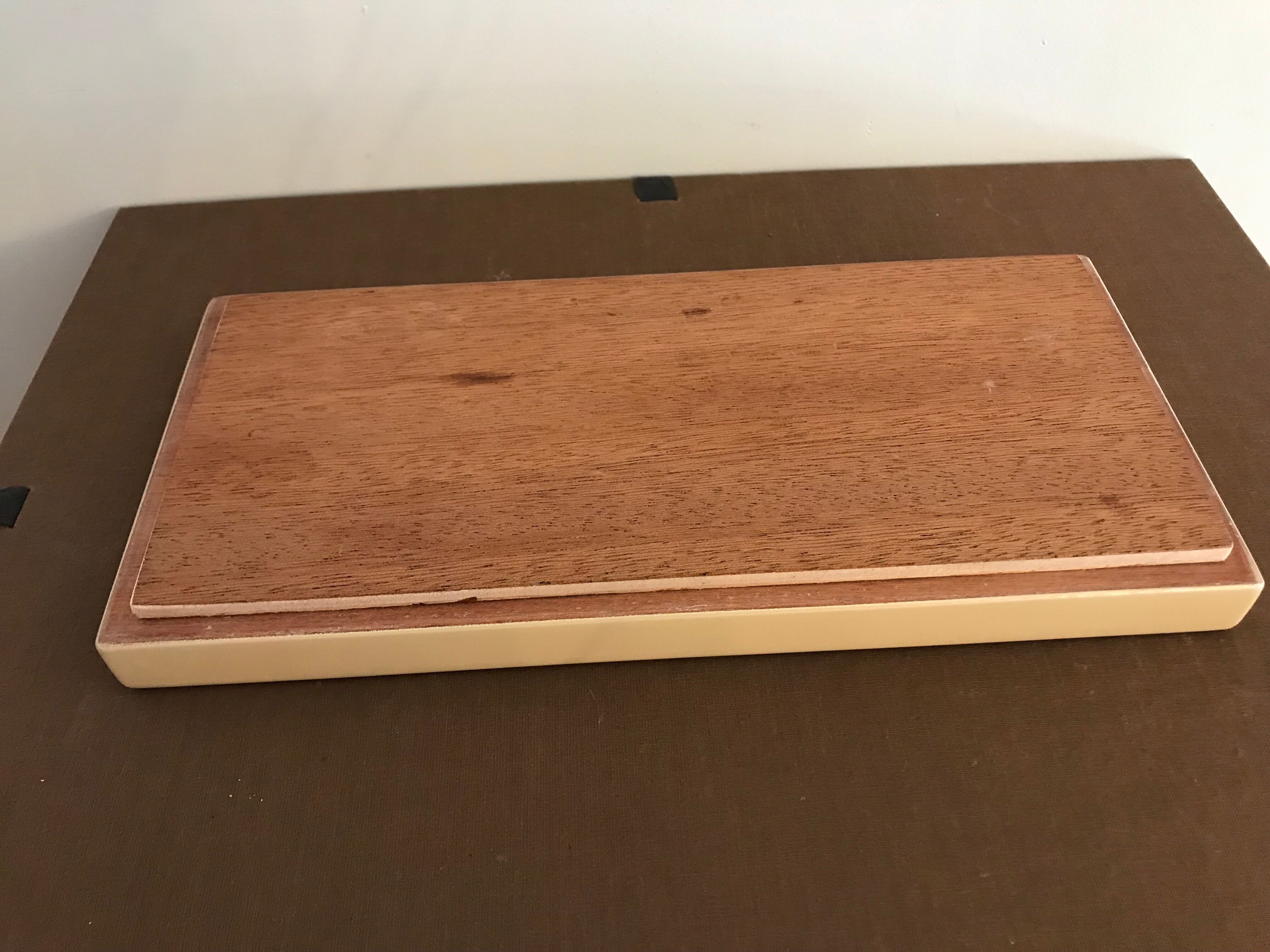 Rectangular mother-of-pearl and brass storage box 1970