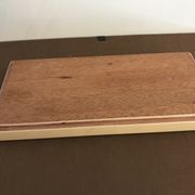 Rectangular mother-of-pearl and brass storage box 1970