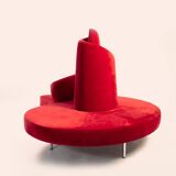 Red velvet Tatlin Sofa by Edra Italy
