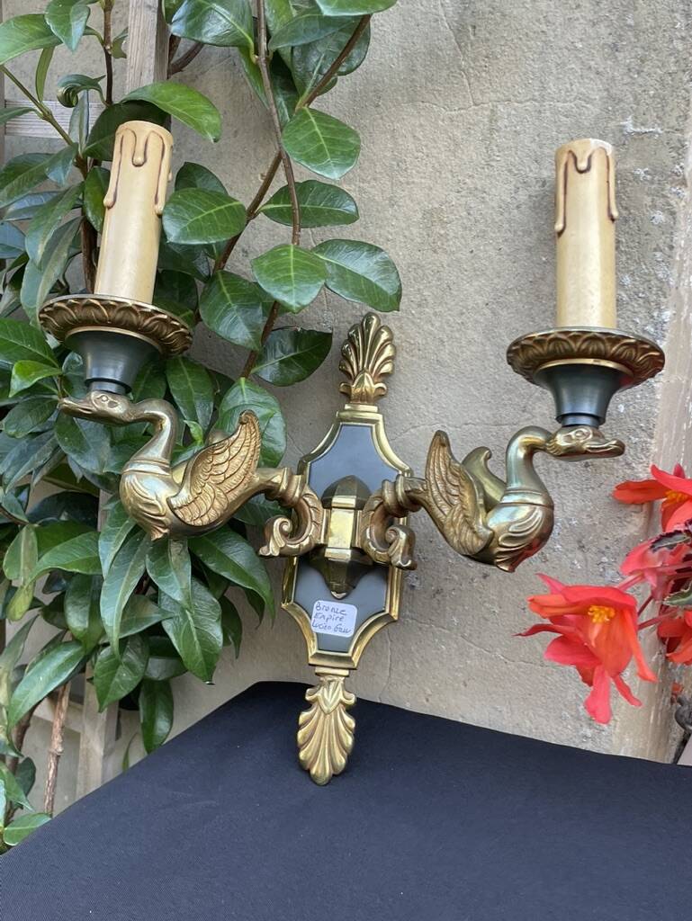 Pair of bronze wall lights – Empire style – Maison Lucien Gau