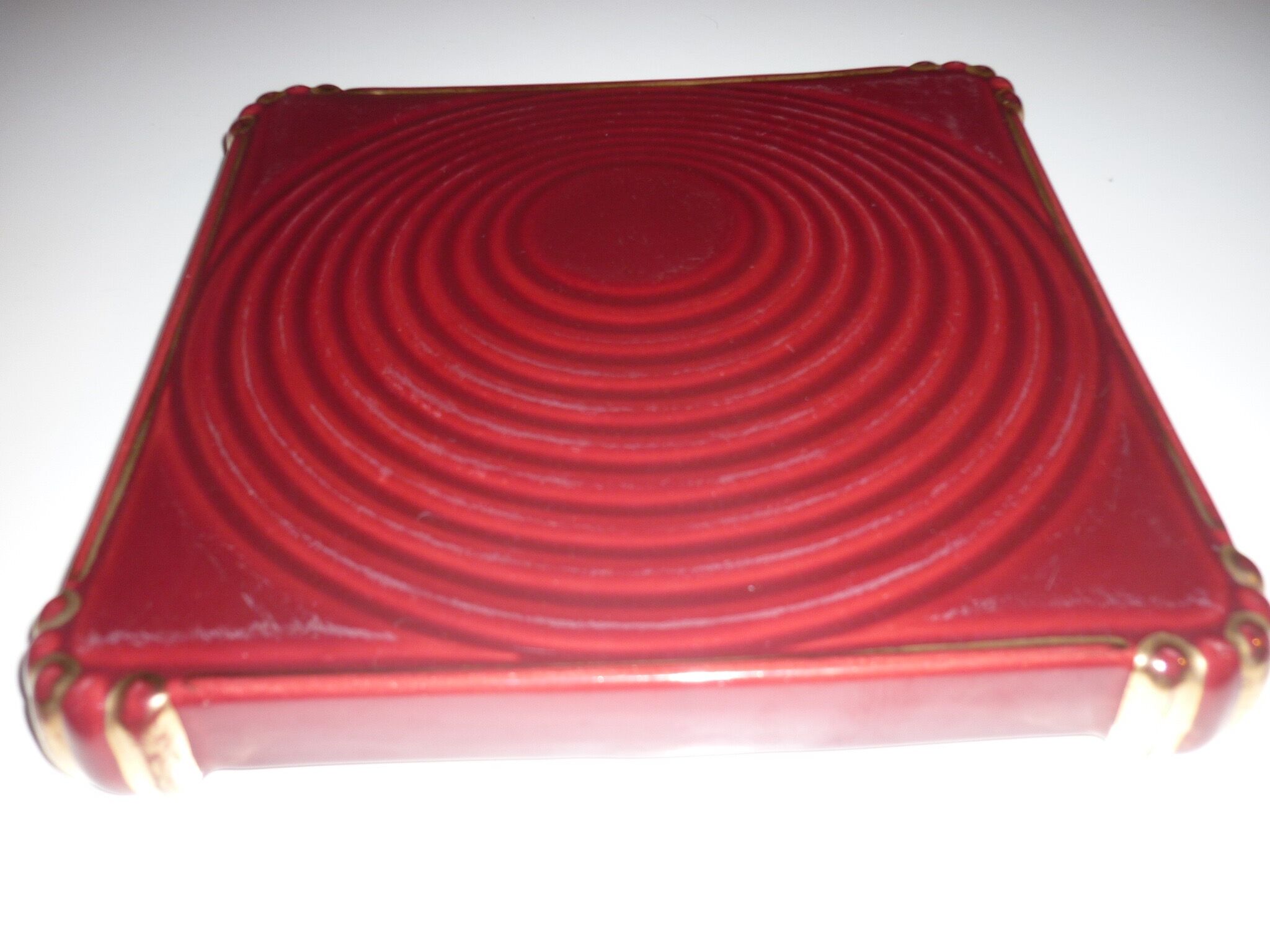 Vallauris ceramic red and gold trivet 1950