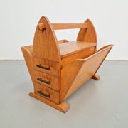 Art Deco Magazine Rack with Three Drawers, 1930s