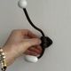 set of 2 metal and porcelain ceramic hooks