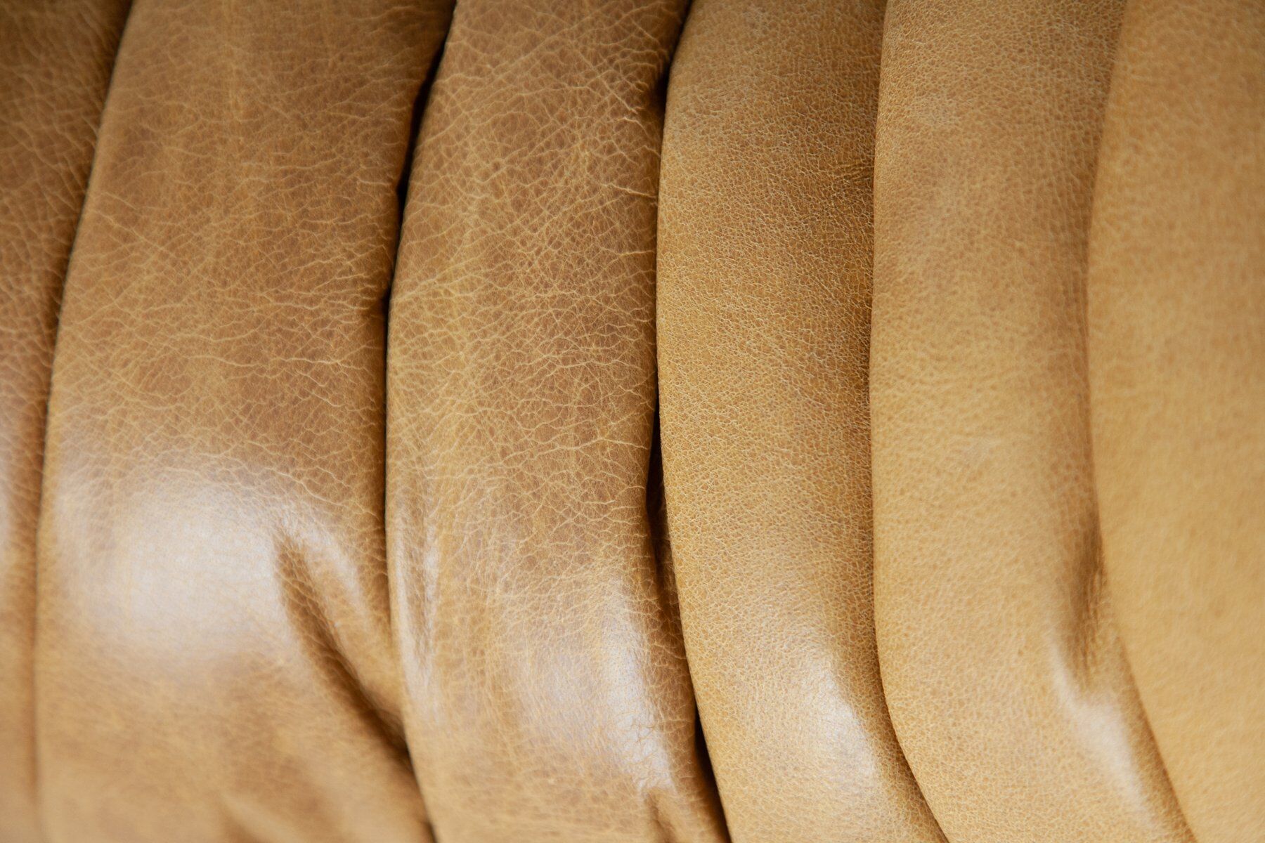 Camel brown leather Togo 2-seater sofa attributed to Michel Ducaroy for Ligne Roset