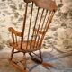 Vintage French Beech Rocking Chair – Mid-20th Century Windsor Style