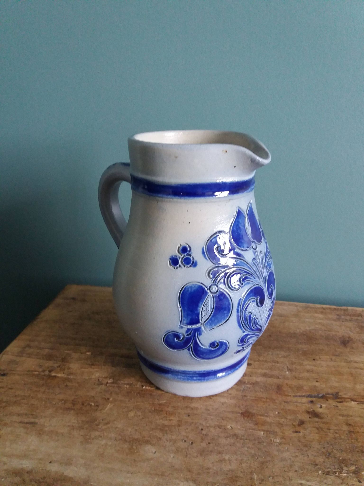 Alsace stoneware pitcher signed Remmy fils Betschdorf