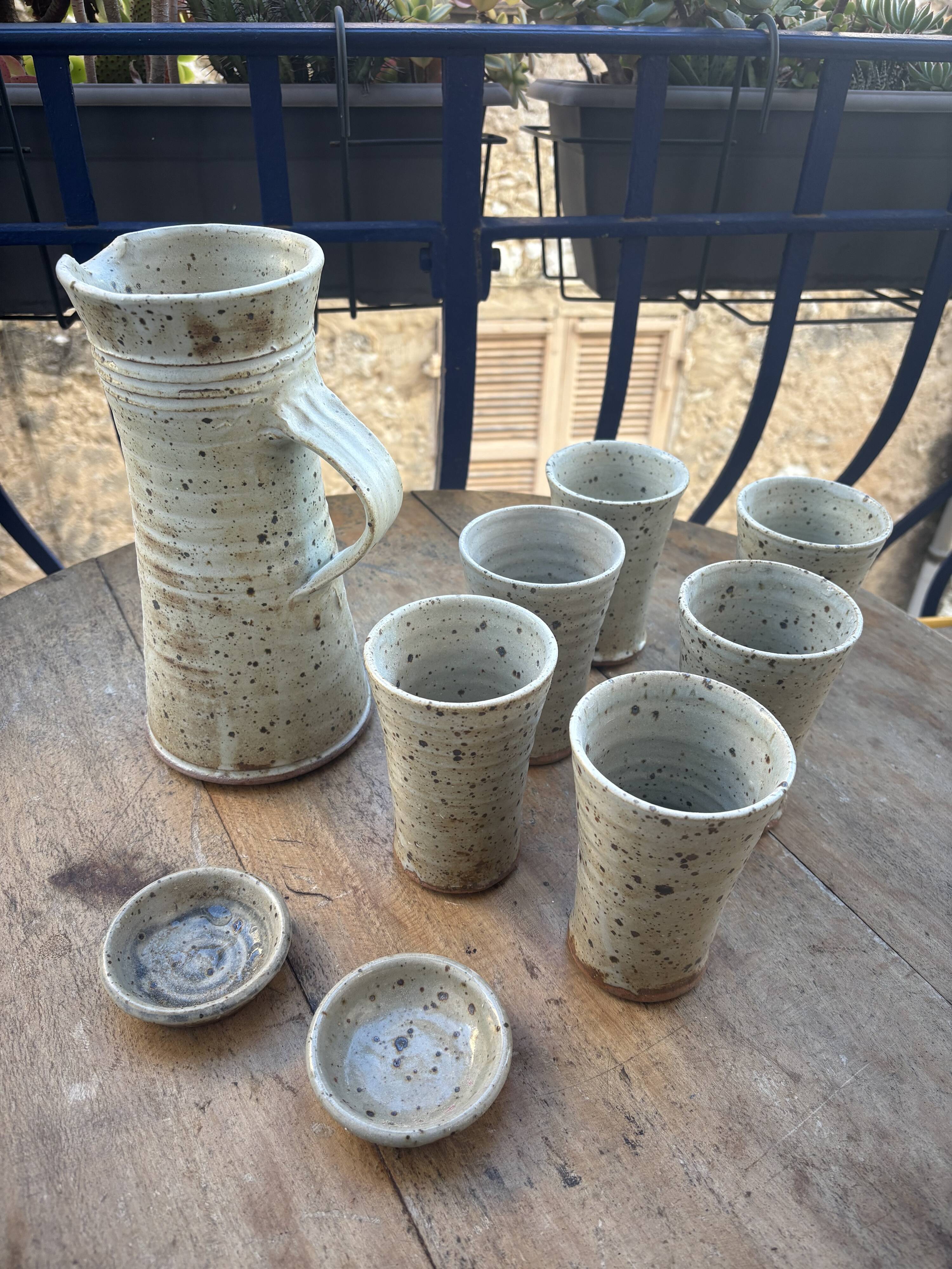 Tiffoche water carafe and glasses, 1970