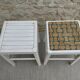 Paire de tabourets en bois, patine blanche, vers 1950