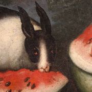 Antique Painting Still Life With Flowers And Fruit From The 18th Century