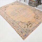 Tapis vintage beige, tapis turc vintage délavé par le soleil, tapis beige