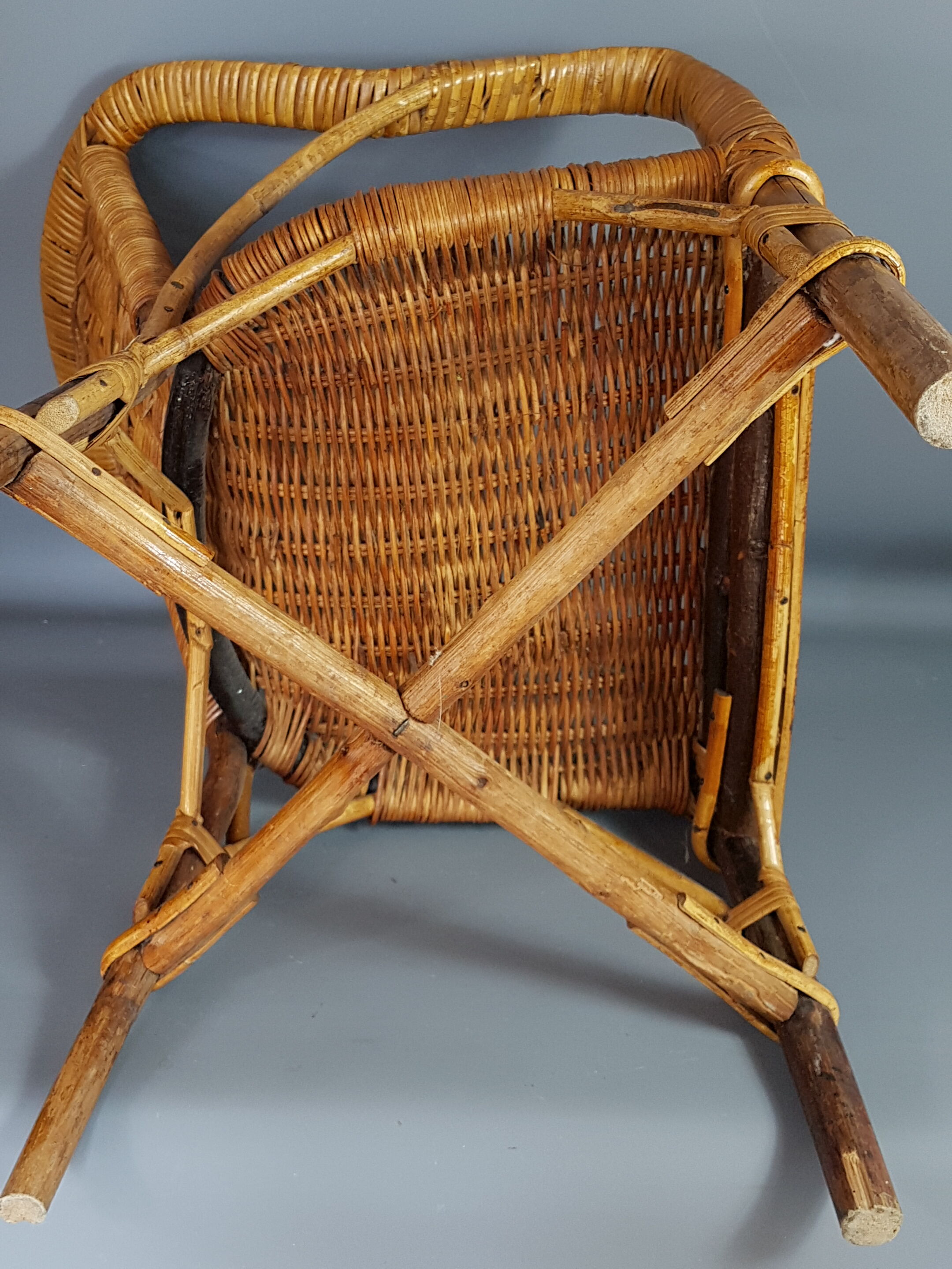 Fauteuil enfant rotin & osier vintage 70s