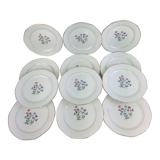 12 antique dessert plates made in France Digoin Sarreguemines