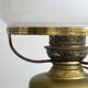 Vintage brass lamp with white opaline glass shade.