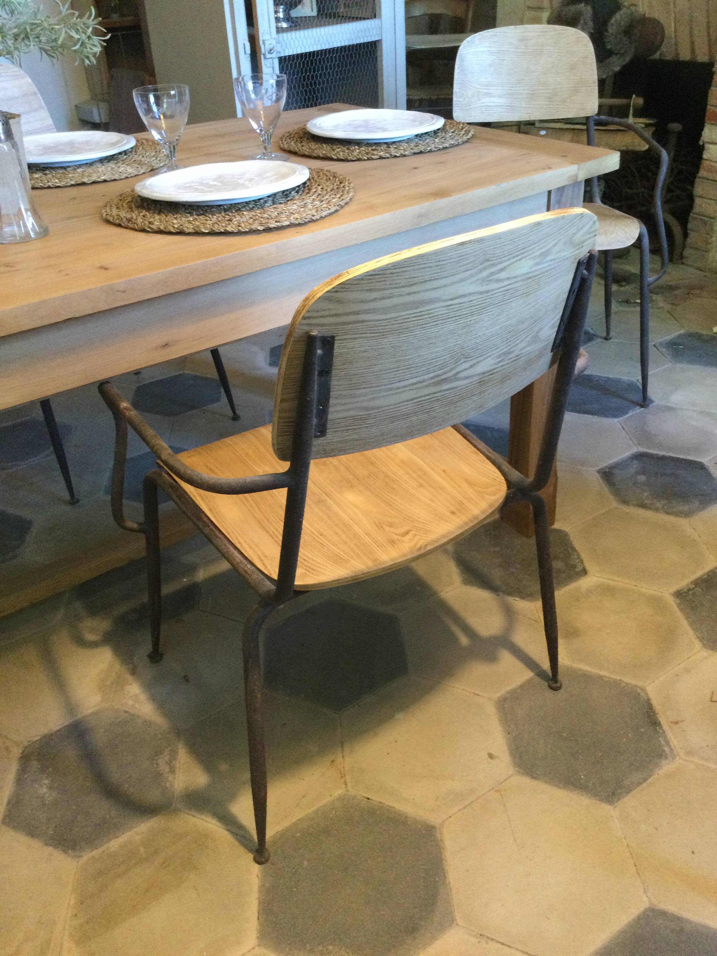 Lot de 6 chaises bois et fer