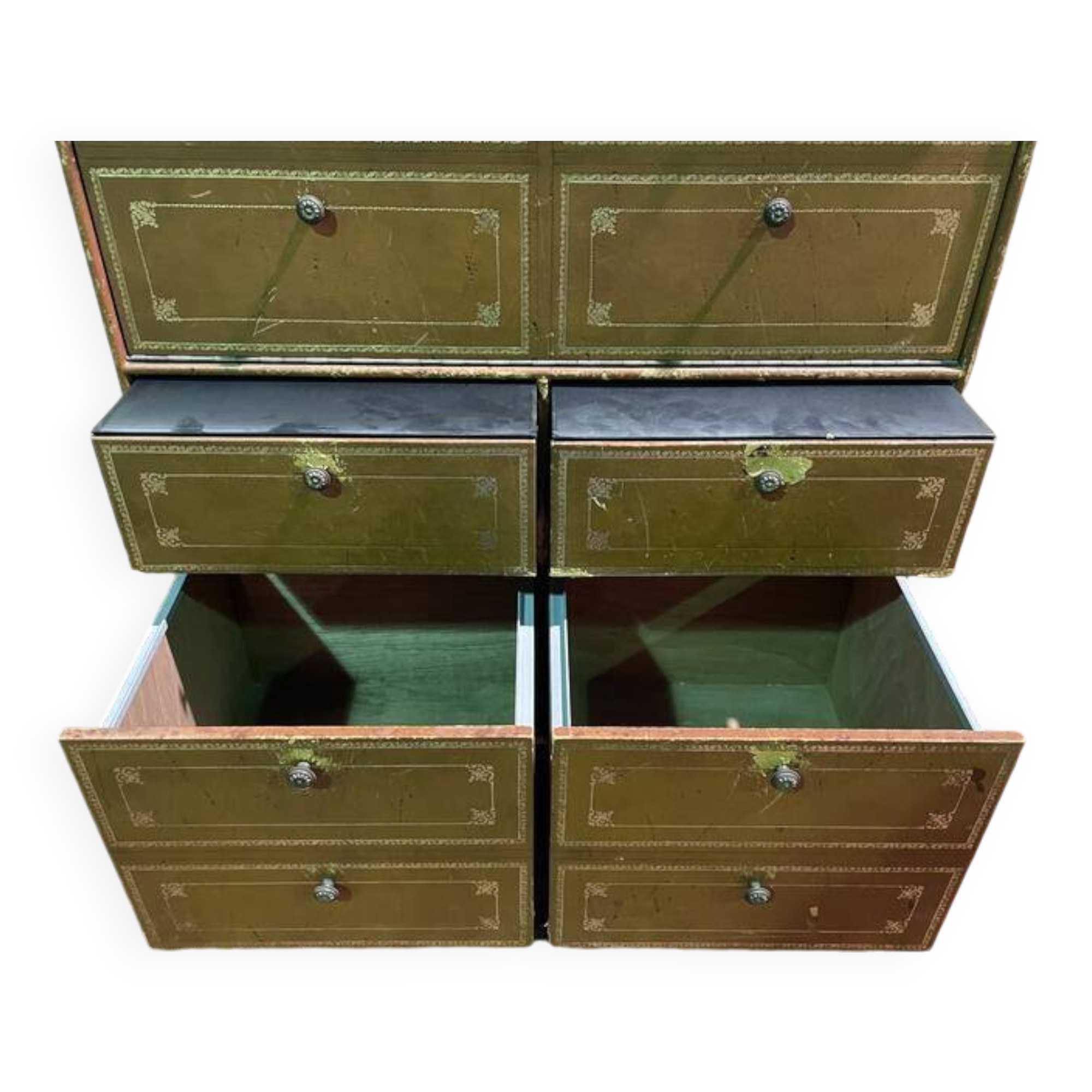 Meuble cartonnier de notaire en cuir