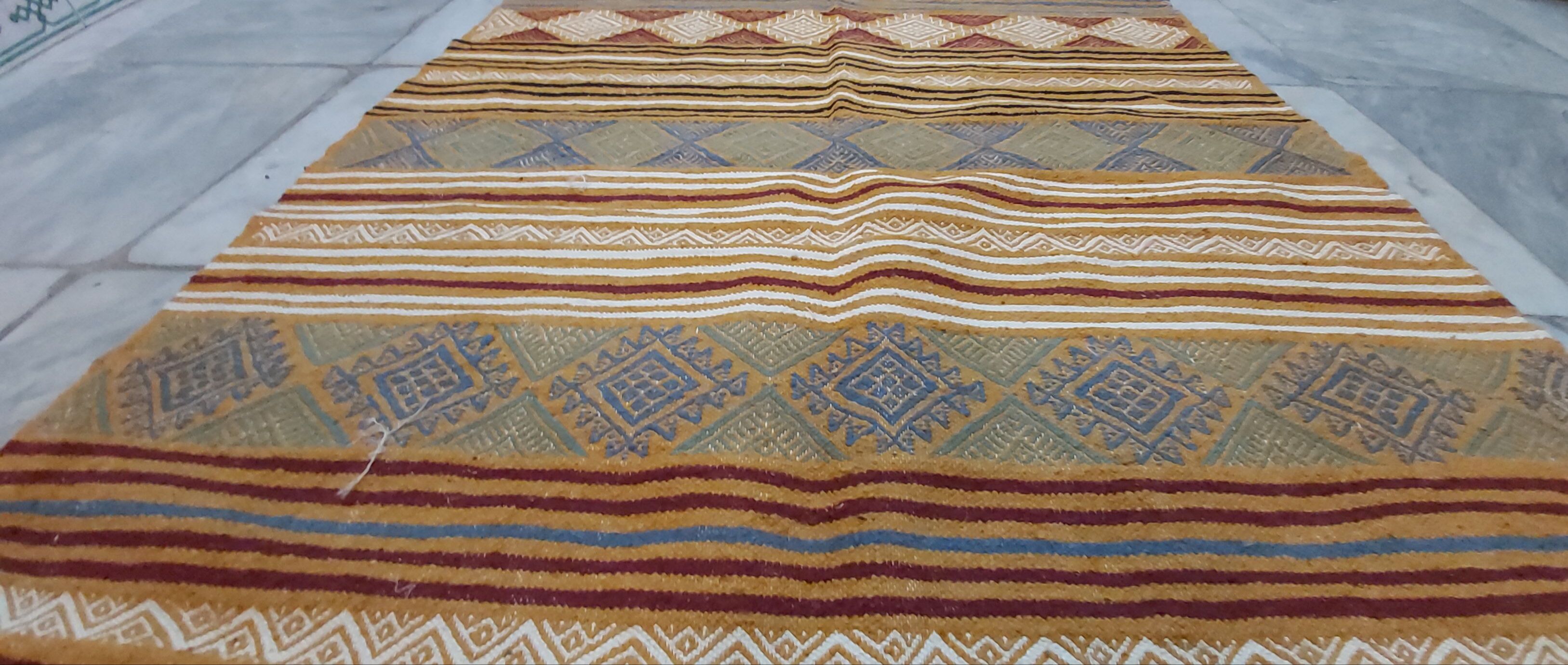 Handmade Berber yellow carpet 180-100cm