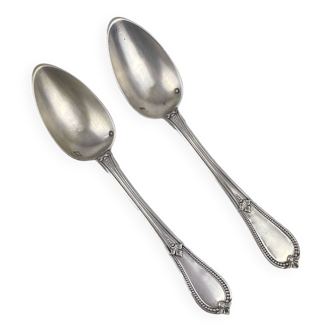 Pair of small beaded spoons in sterling silver