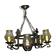 Lustre et ses 2 appliques en fer forgé 1960