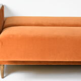 Original foldable couch, russet velvet, restored, 1960s