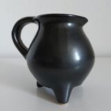 Vintage satin black tripod vase
