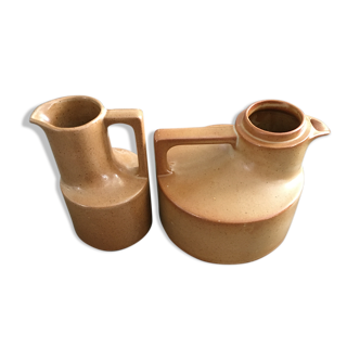 Pair of Brenne stoneware pitchers