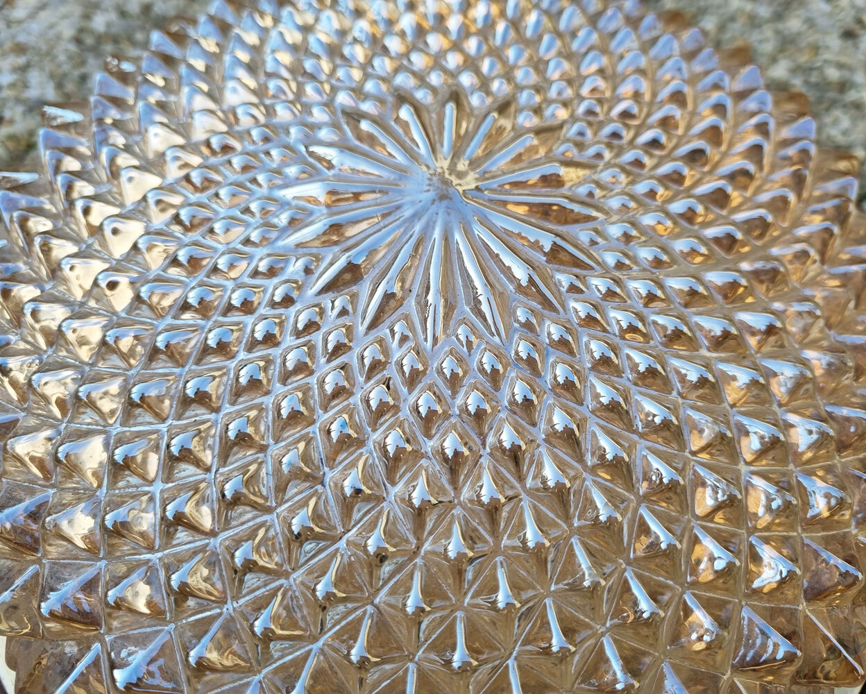 Vintage ceiling lamp "sea urchin", marine spirit, amber, 50s.