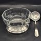 Art Deco thick crystal/glass bowl, silver-plated metal pedestal.
