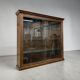 Vintage shallow wall display cabinet in wood / shelf