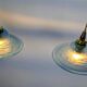 Art Deco blue glass pendant light, moulded glass shade — Ø19 cm — 3 available