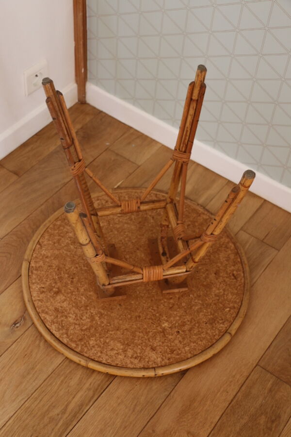 Table basse rotin ronde tripode 535mm