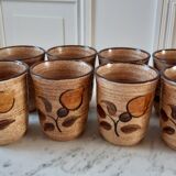 Set of 8 cups glasses in stoneware Salins 70s