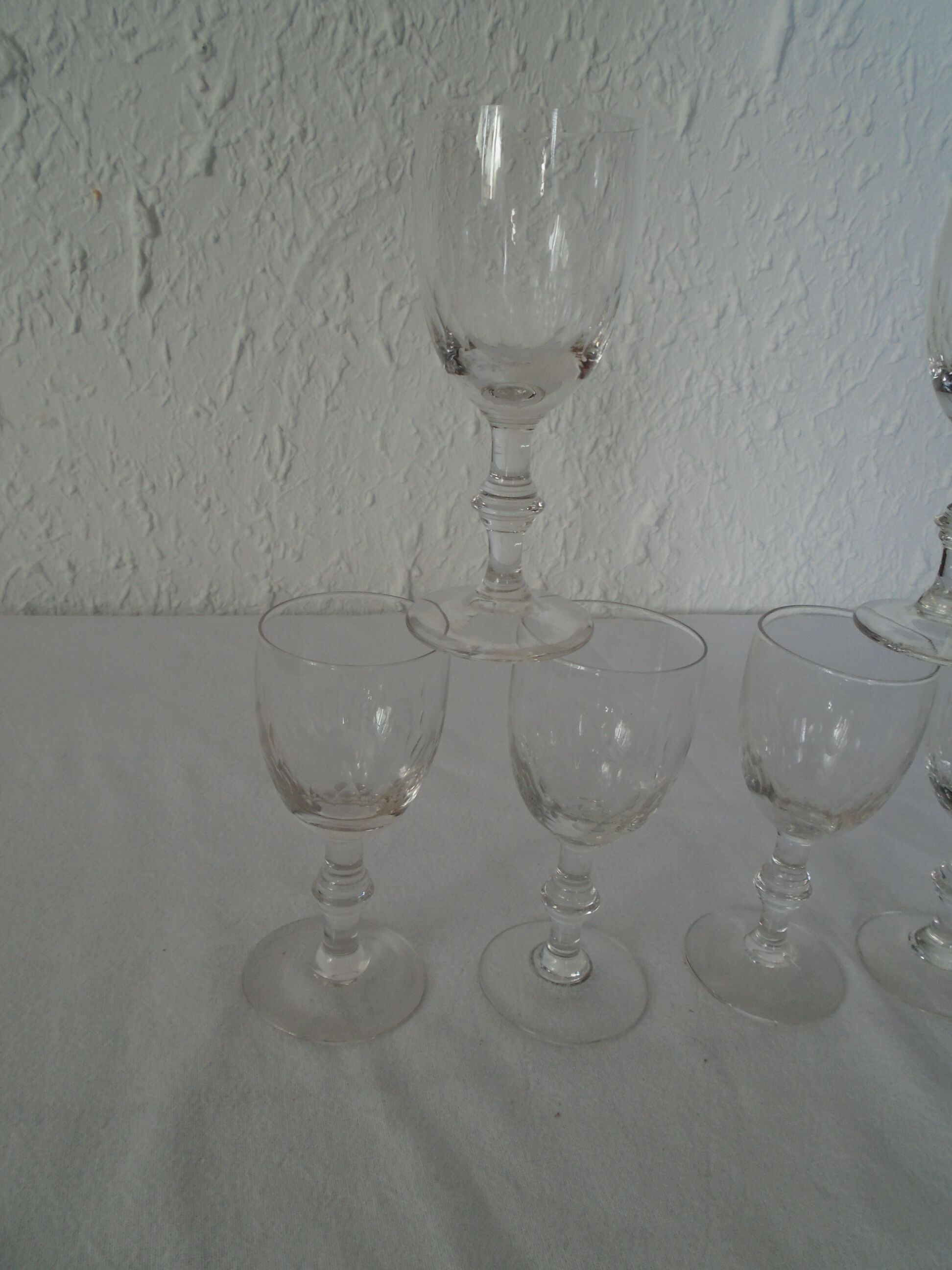 6 glasses old wine cut pattern rice grains