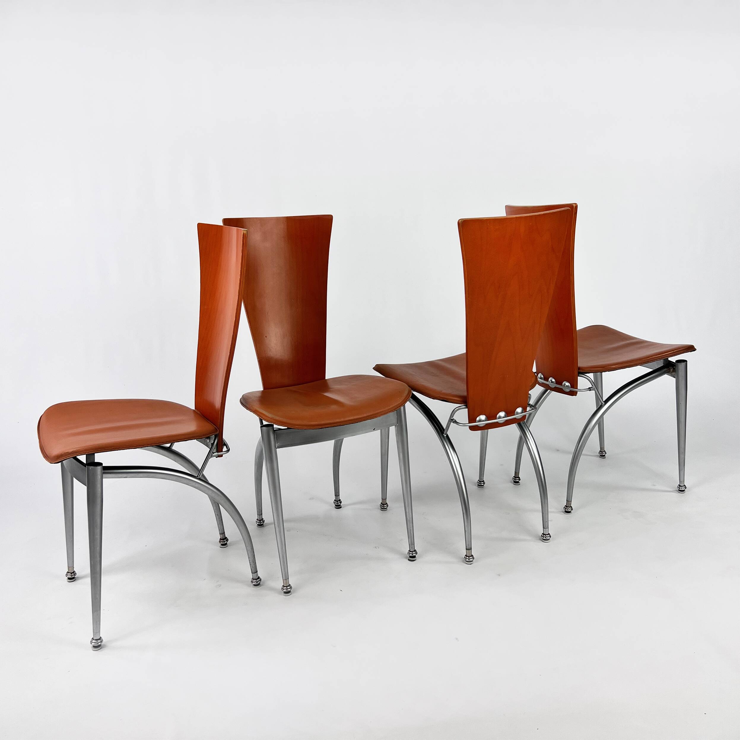Postmodern Set of 4 Dining Chairs, 1980s