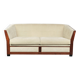 Art Deco design sofa with beautiful woodwork and cream fabric upholstery