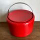 Stelton Denmark ice bucket in red ABS, Space Age pop 1960.