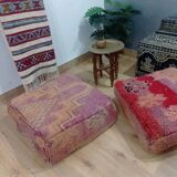 Handmade Berber pouf in wool 60 X 60 X 20 CM