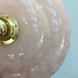 Pair of Art Deco suspensions in pink Clichy glass